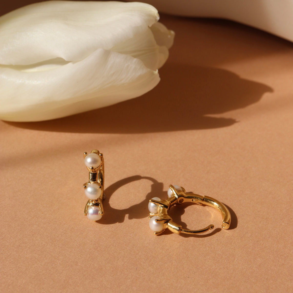 Scattered Love Huggie Hoops - Pearl