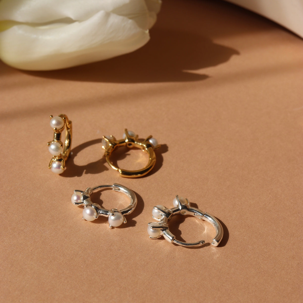 Scattered Love Huggie Hoops - Pearl