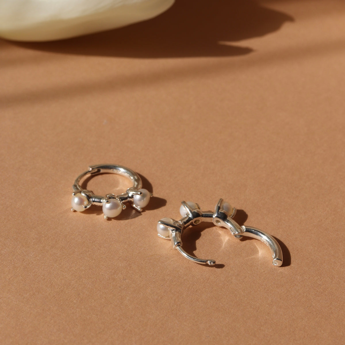 Scattered Love Huggie Hoops - Pearl
