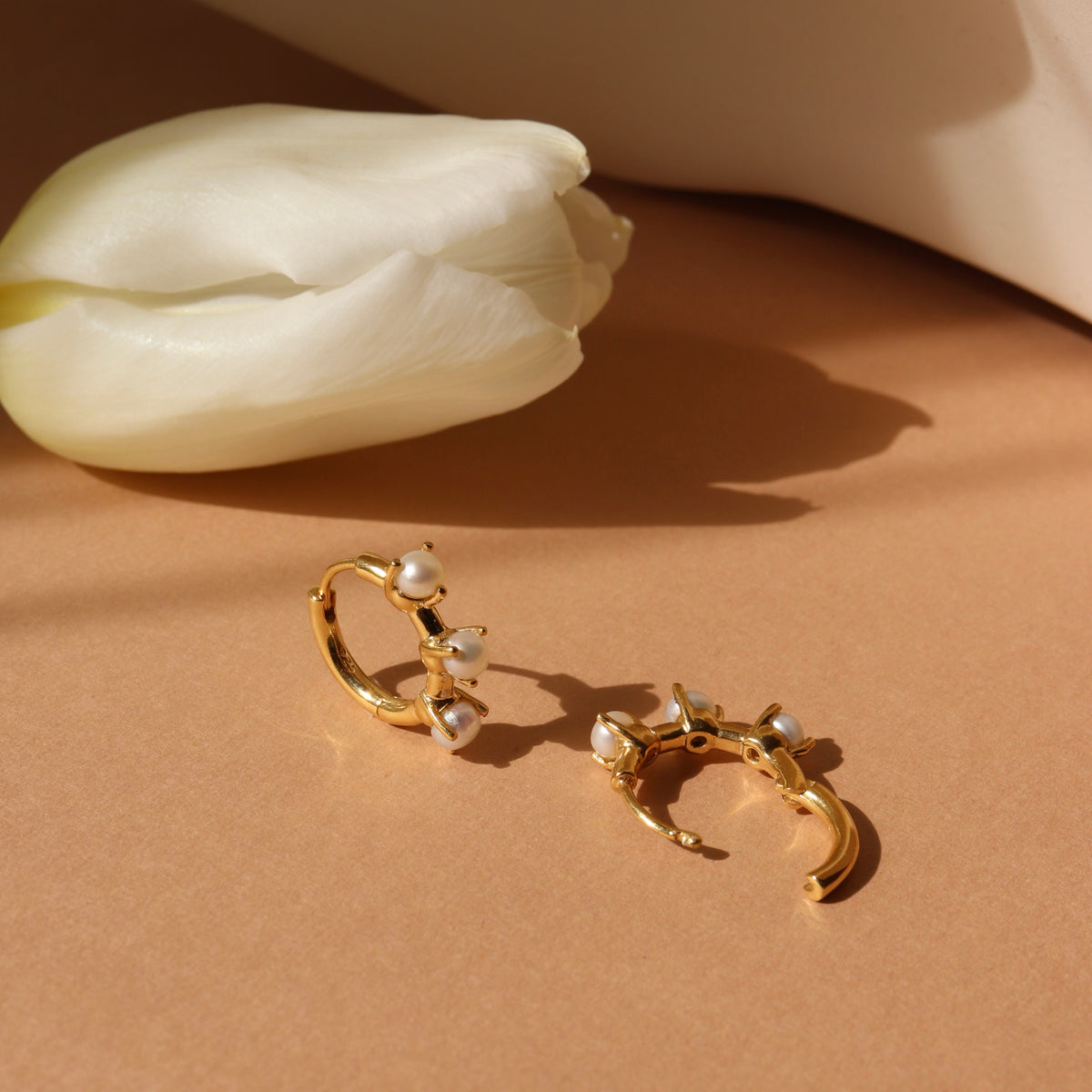 Scattered Love Huggie Hoops - Pearl
