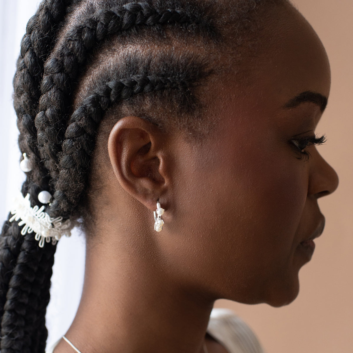 Scattered Love Huggie Hoops - Pearl