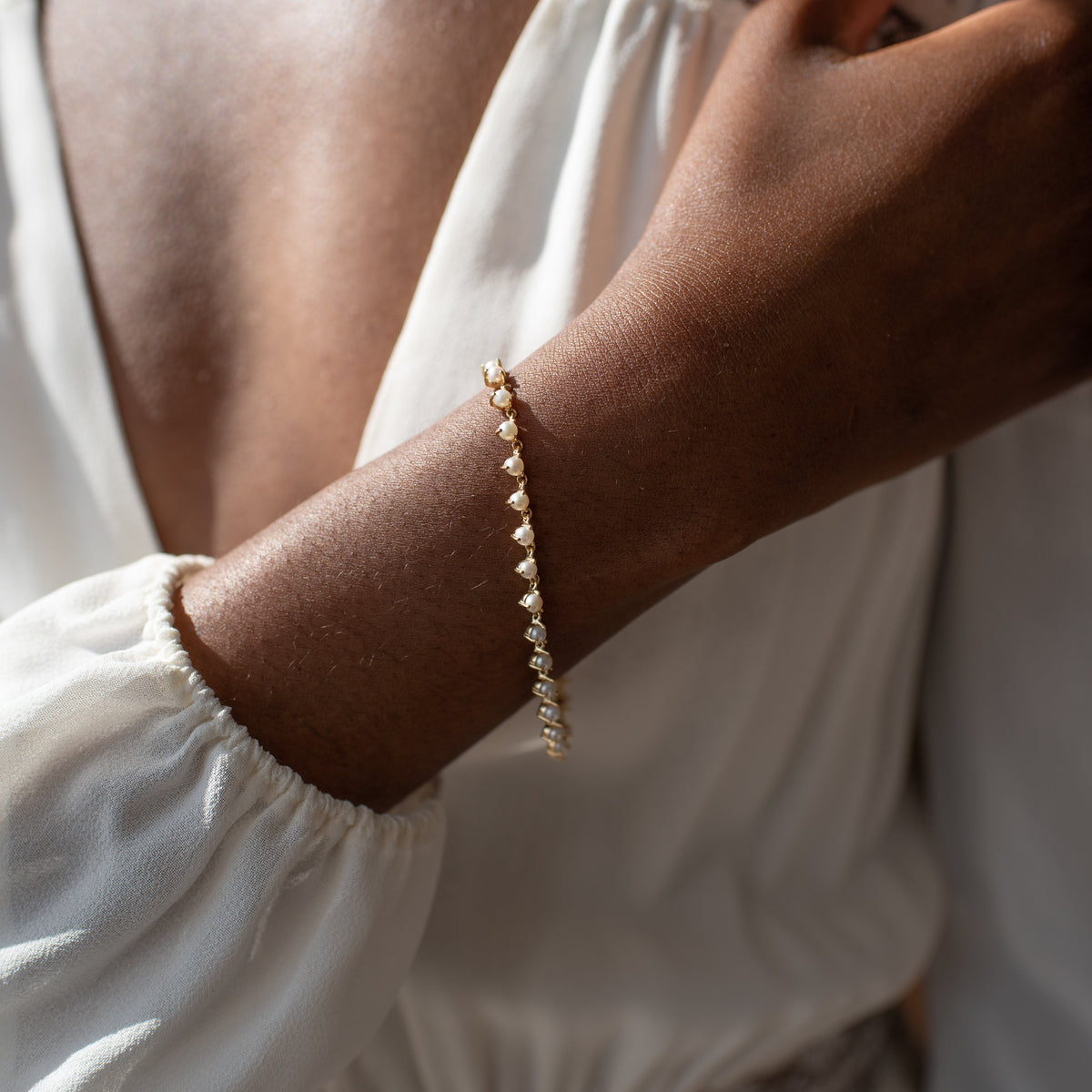 Scattered Love Tennis Bracelet  - Pearl