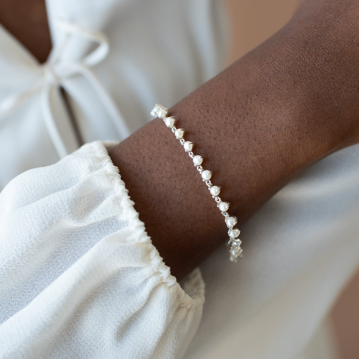 Scattered Love Tennis Bracelet  - Pearl