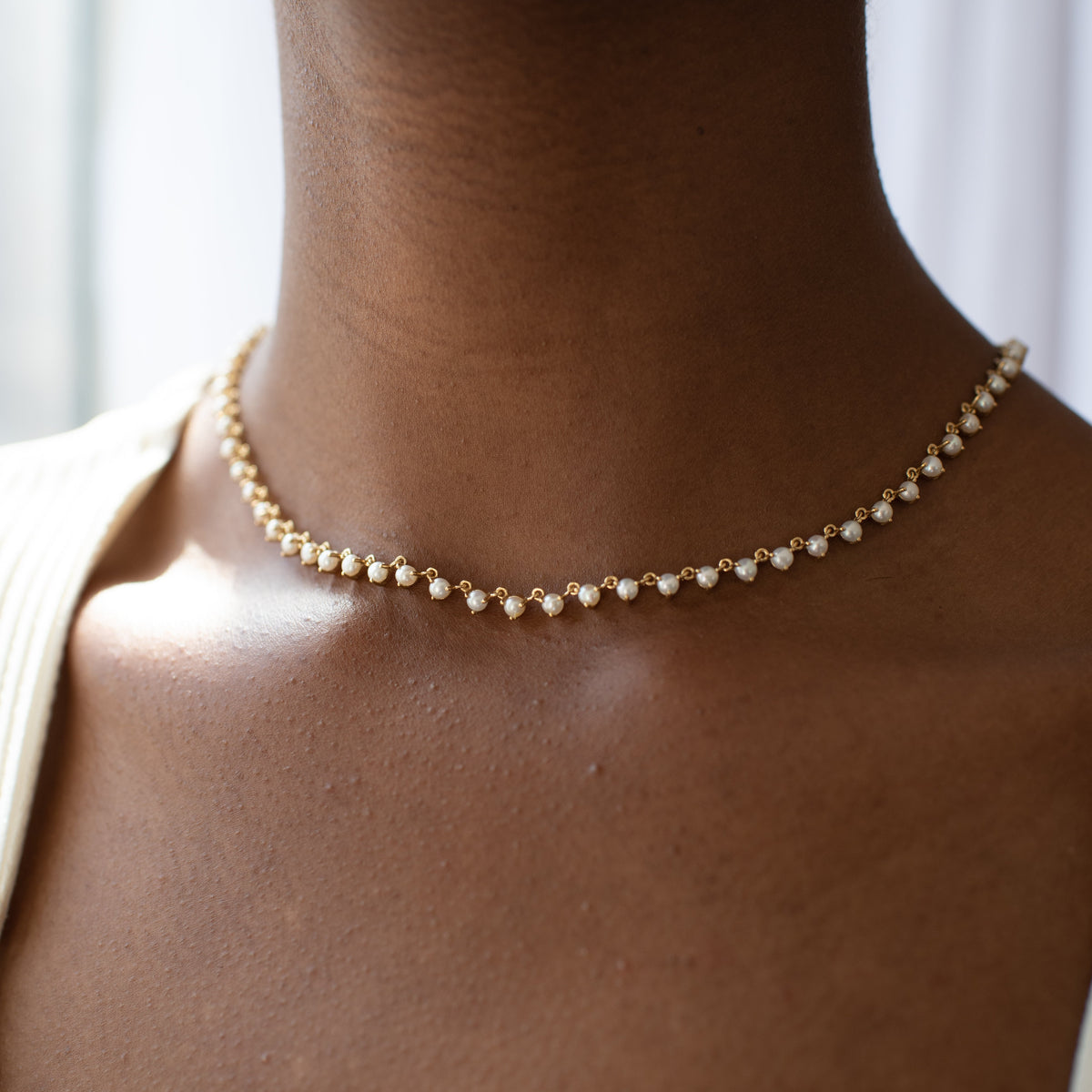 Scattered Love Tennis Necklace - Pearl