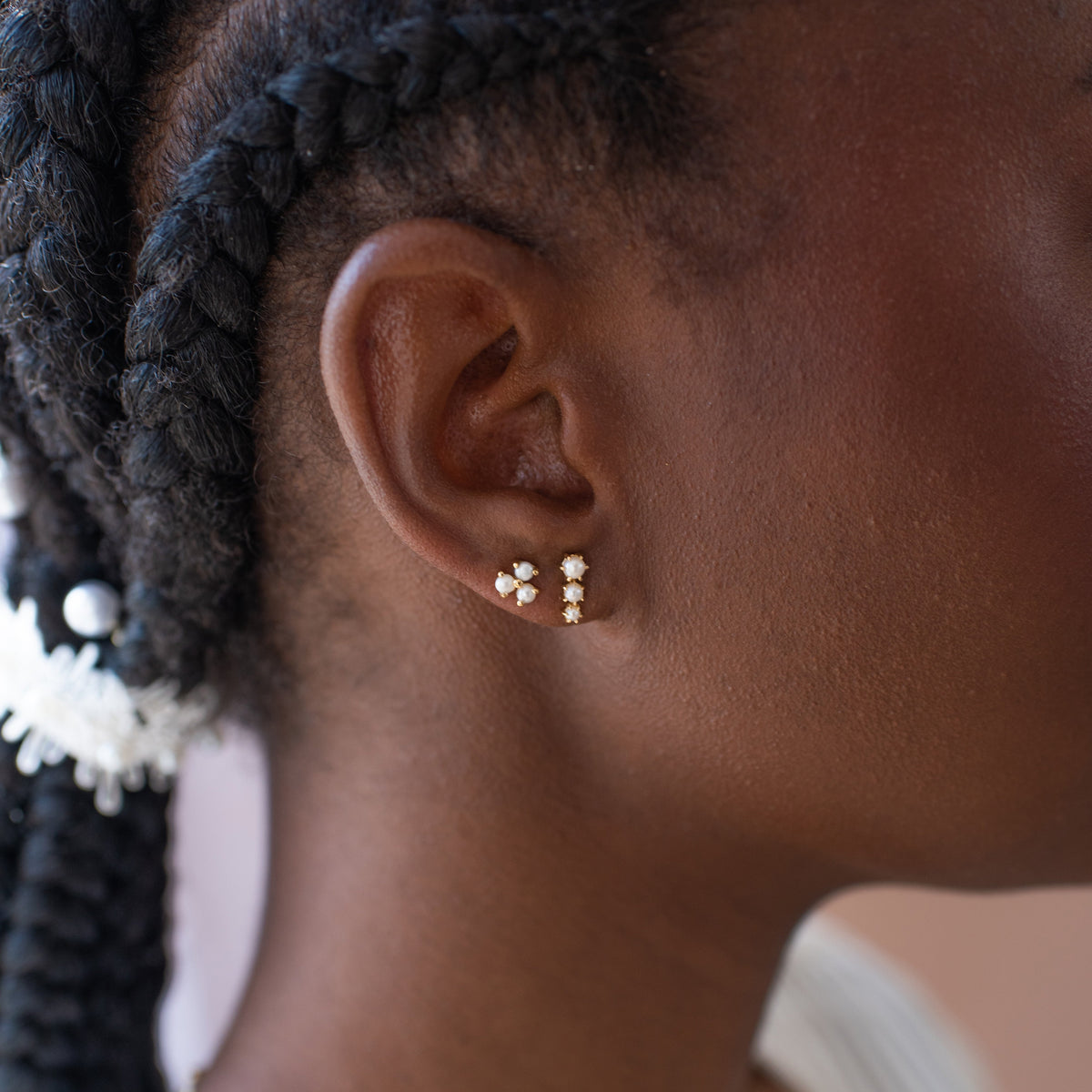 Tiny Love Trio Studs - Pearl
