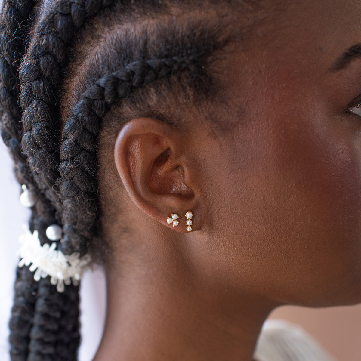 Tiny Love Trio Studs - Pearl