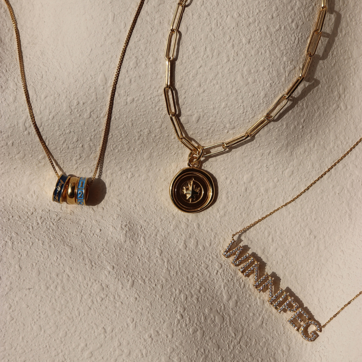 Winnipeg Jets Wax Seal Oval  Link Pendant Necklace