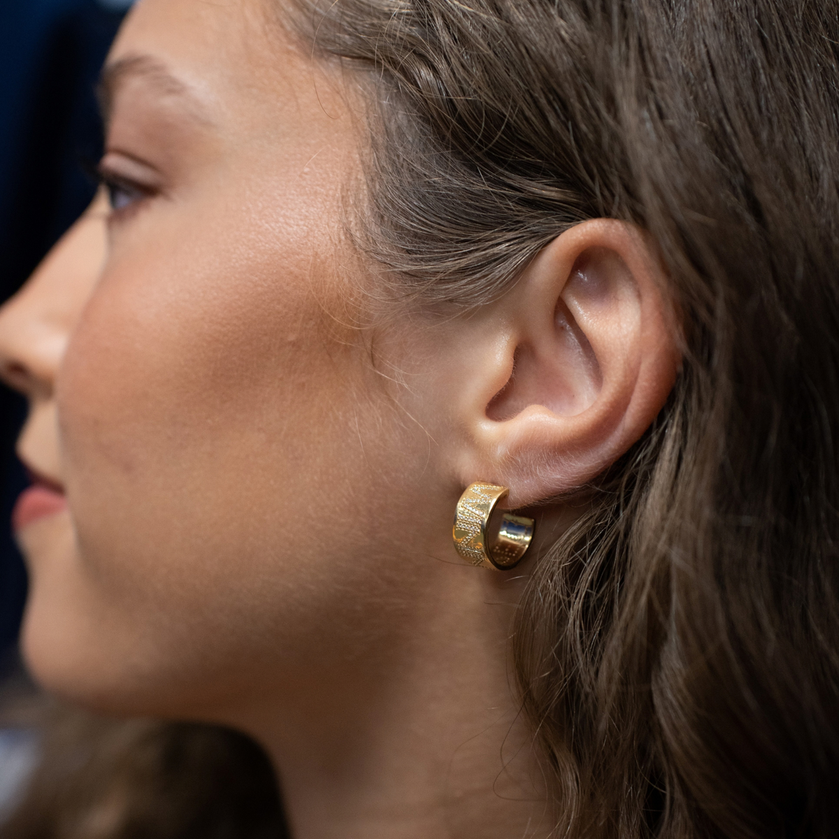 Winnipeg Jets Pave Cigar Band Hoop Earrings