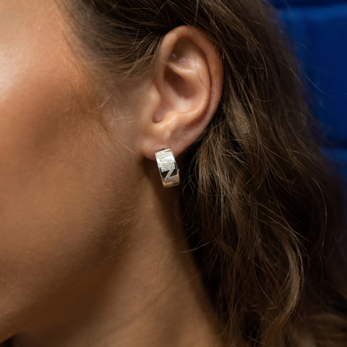 Winnipeg Jets Pave Cigar Band Hoop Earrings