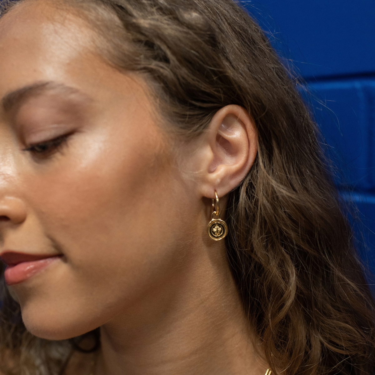 Winnipeg Jets Wax Seal Charm Hoop Earrings
