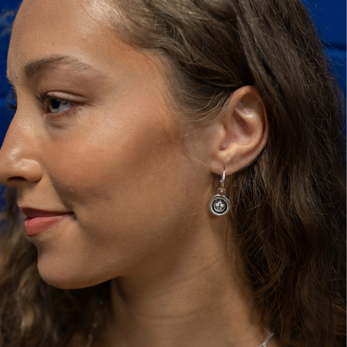 Winnipeg Jets Wax Seal Charm Hoop Earrings