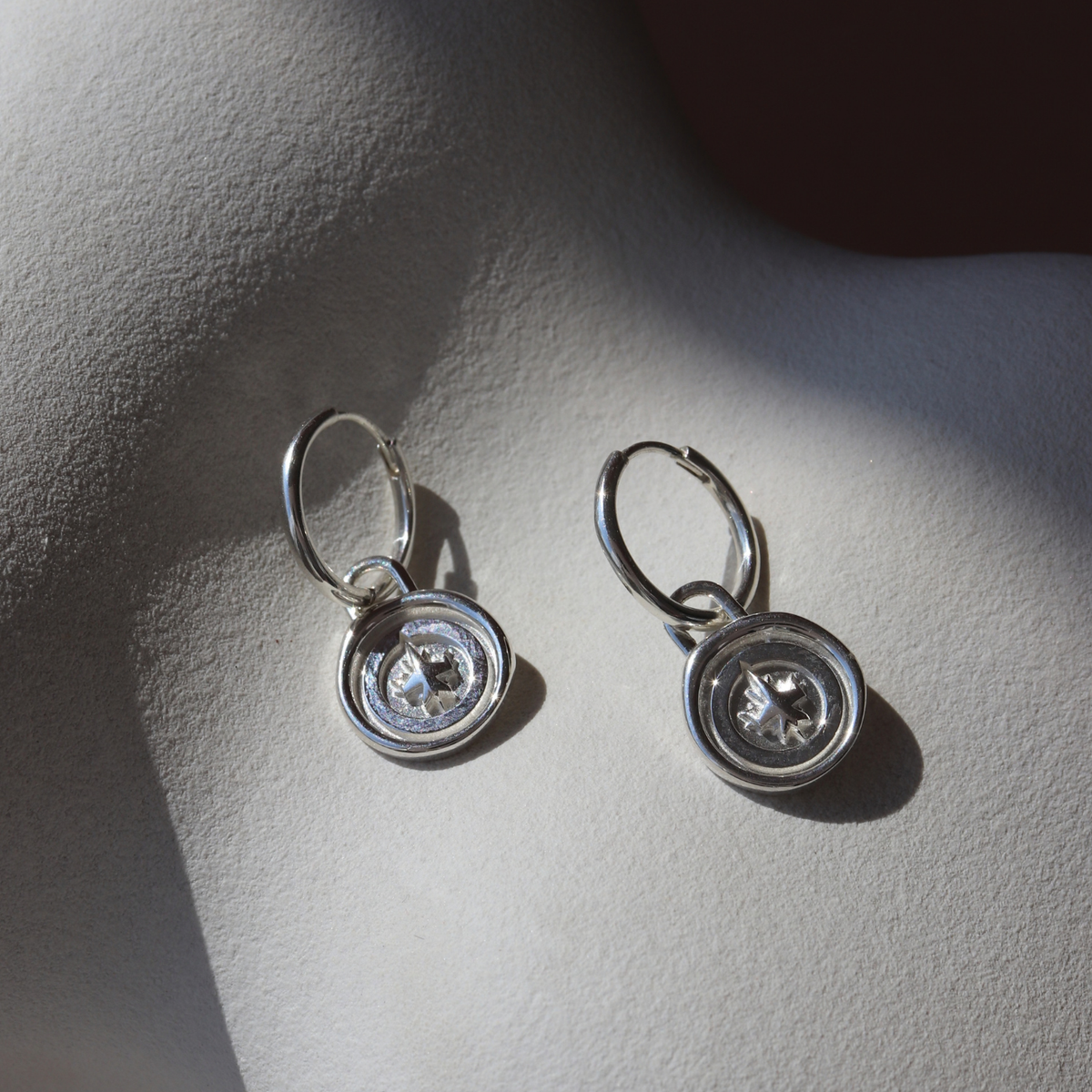 Winnipeg Jets Wax Seal Charm Hoop Earrings
