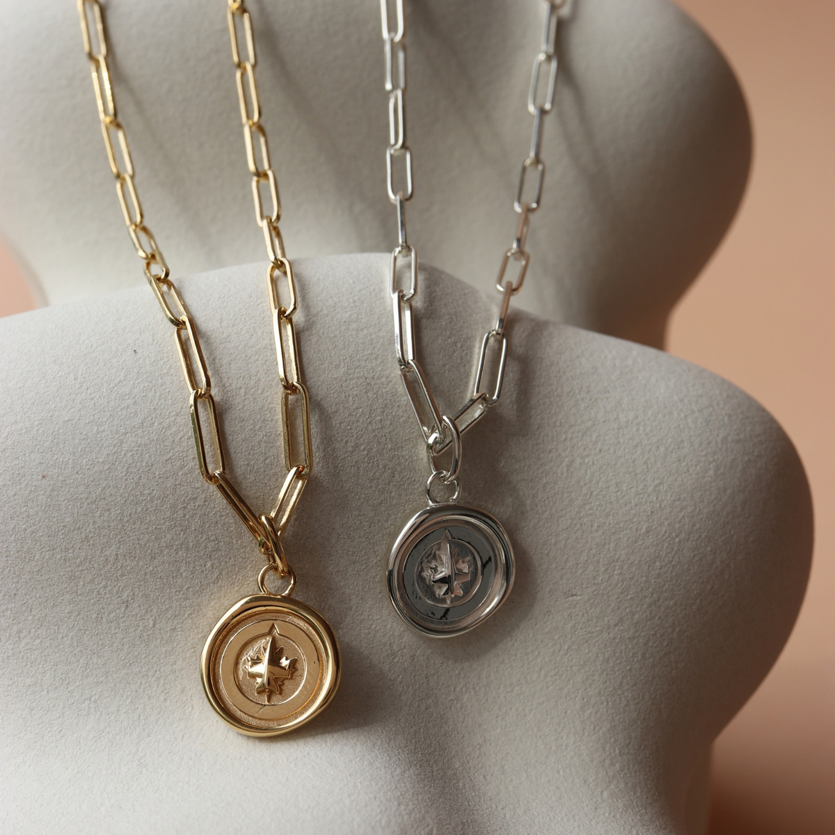 Winnipeg Jets Wax Seal Oval  Link Pendant Necklace