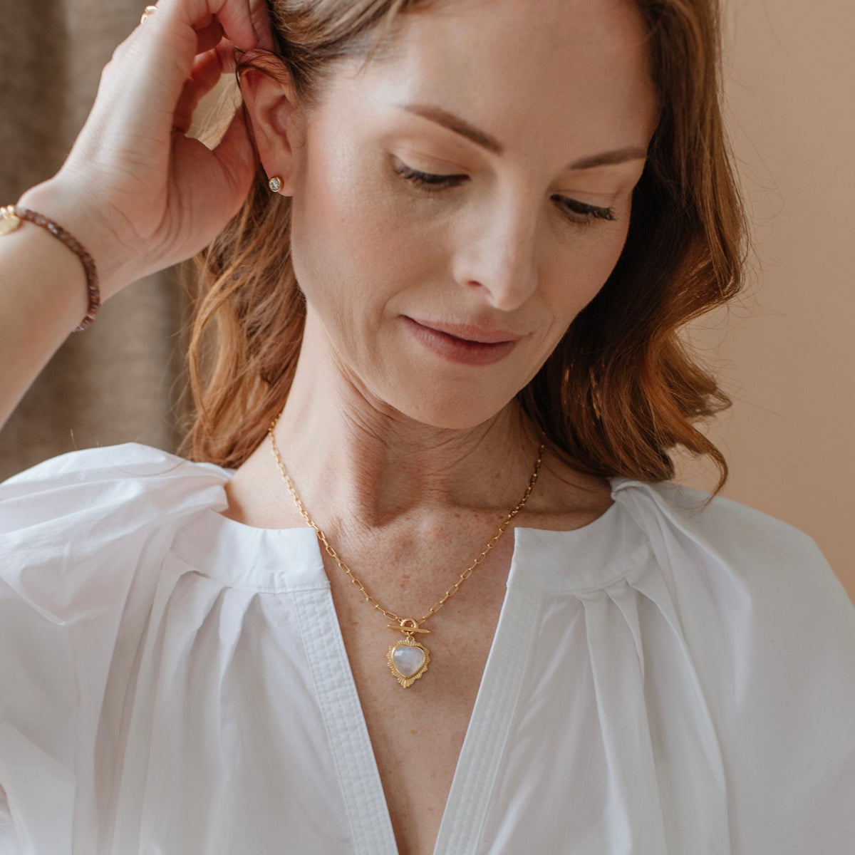 Believe Sweetheart Necklace - Rainbow Moonstone - SO PRETTY CARA COTTER