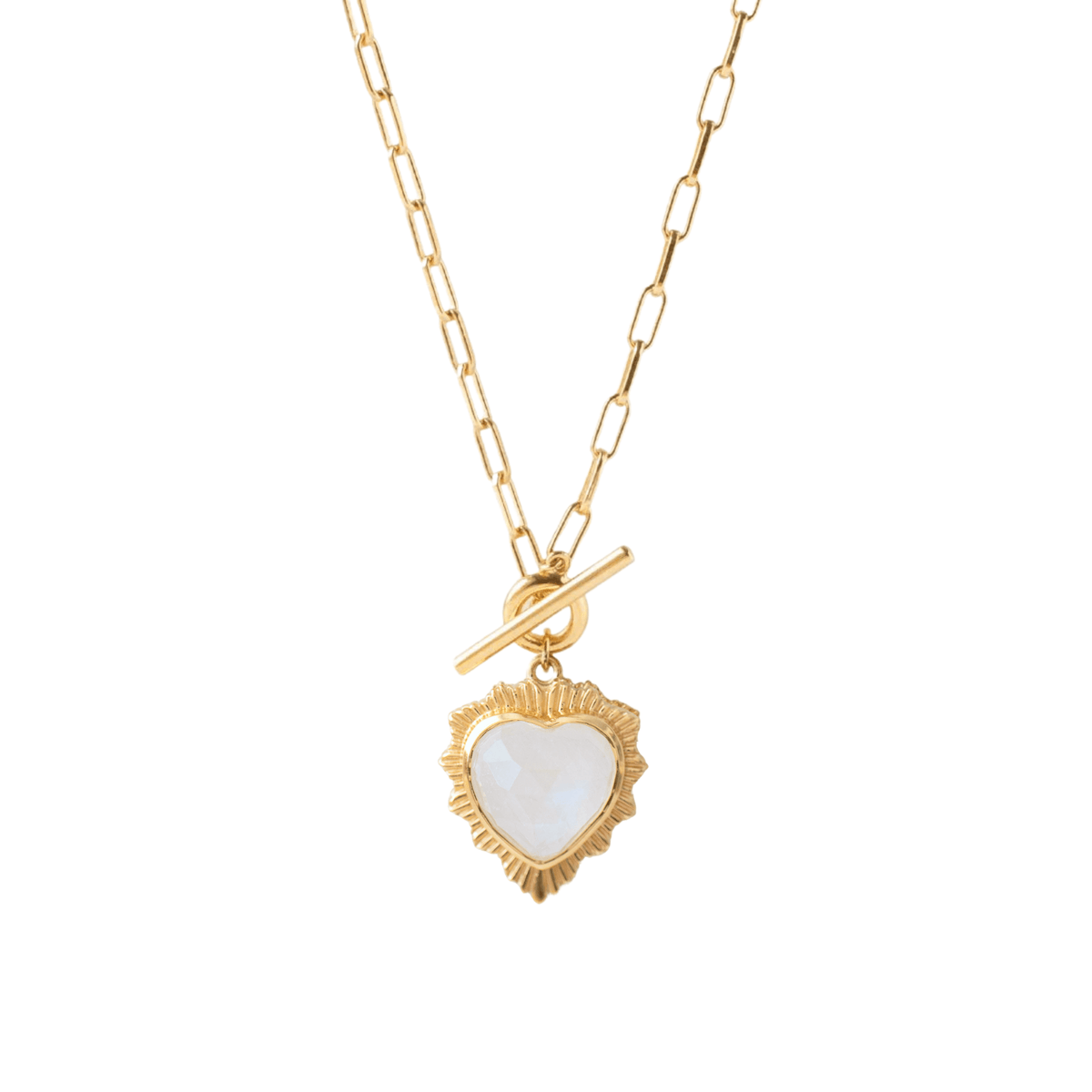 Believe Sweetheart Necklace - Rainbow Moonstone - SO PRETTY CARA COTTER