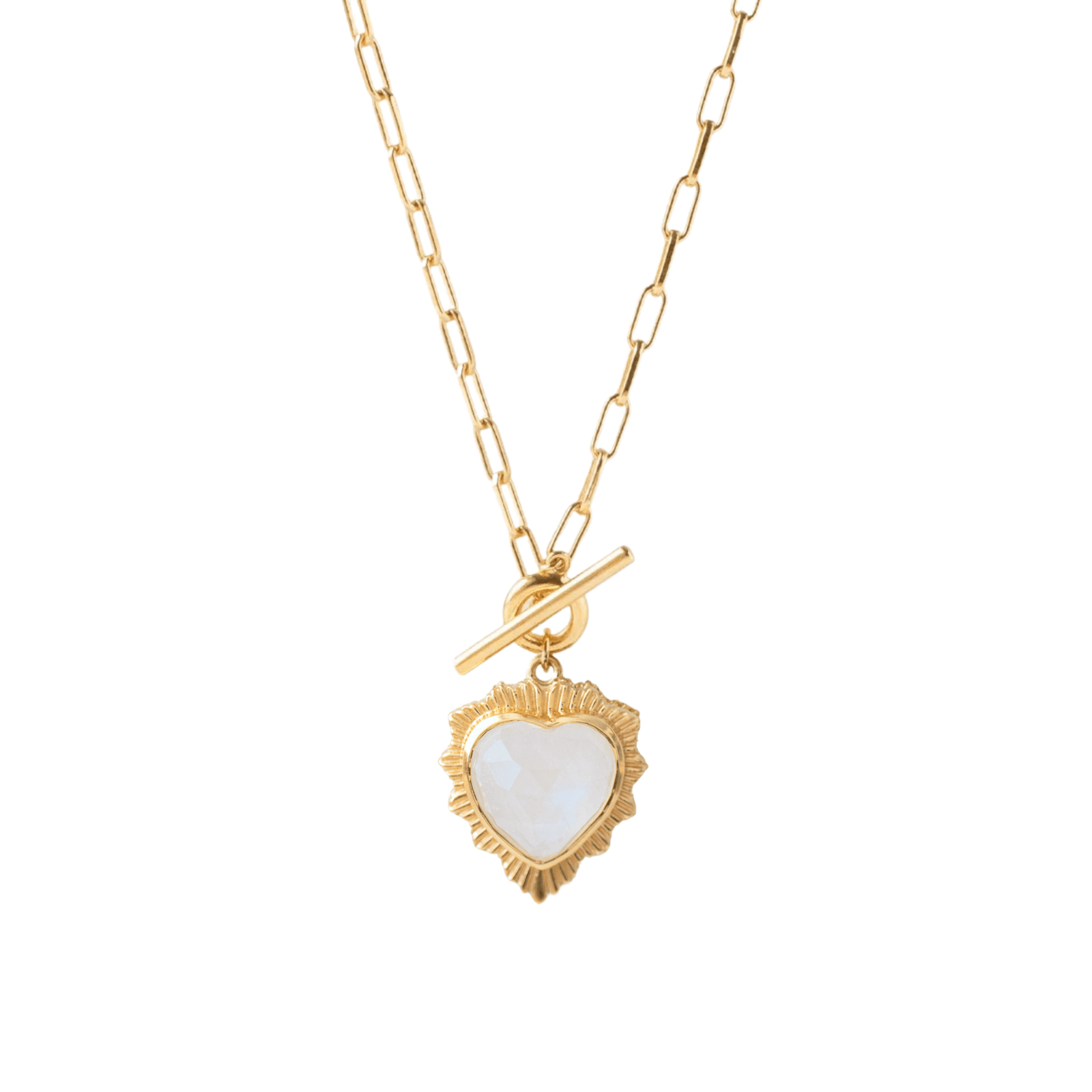 Believe Sweetheart Necklace - Rainbow Moonstone - SO PRETTY CARA COTTER