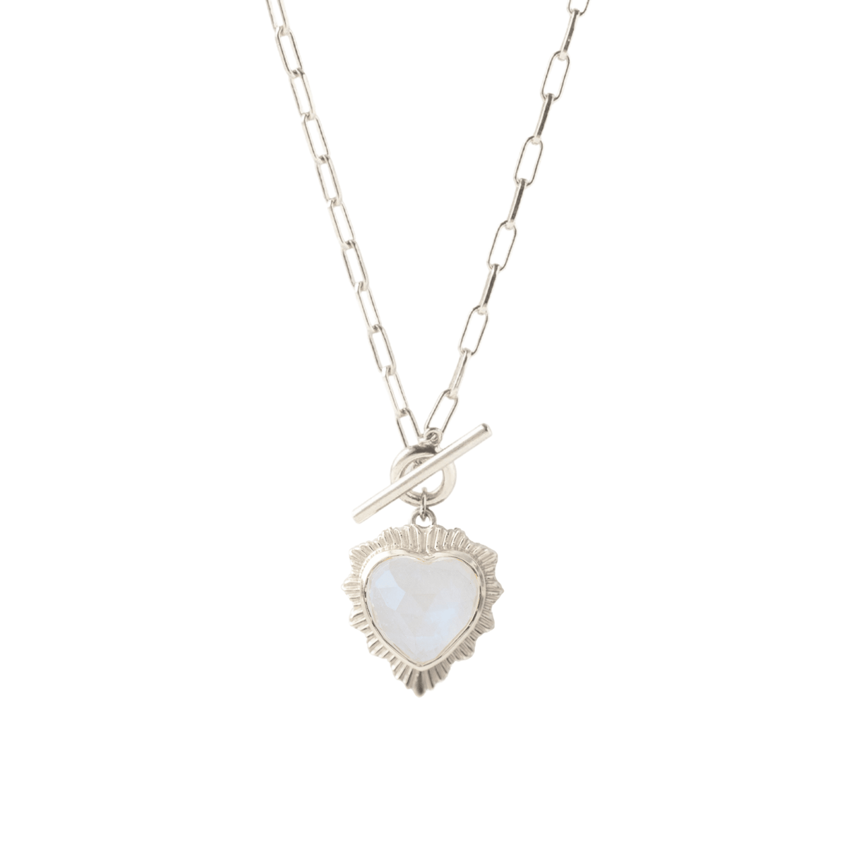 Believe Sweetheart Necklace - Rainbow Moonstone - SO PRETTY CARA COTTER