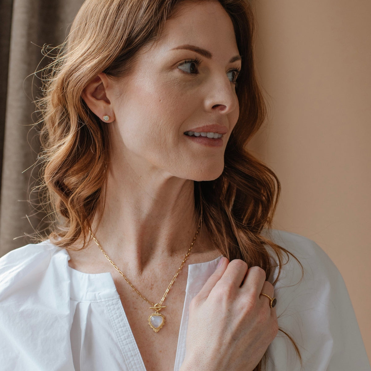 Believe Sweetheart Necklace - Rainbow Moonstone - SO PRETTY CARA COTTER