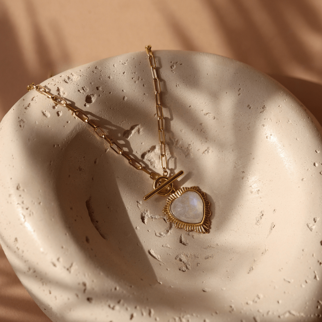 Believe Sweetheart Necklace - Rainbow Moonstone - SO PRETTY CARA COTTER
