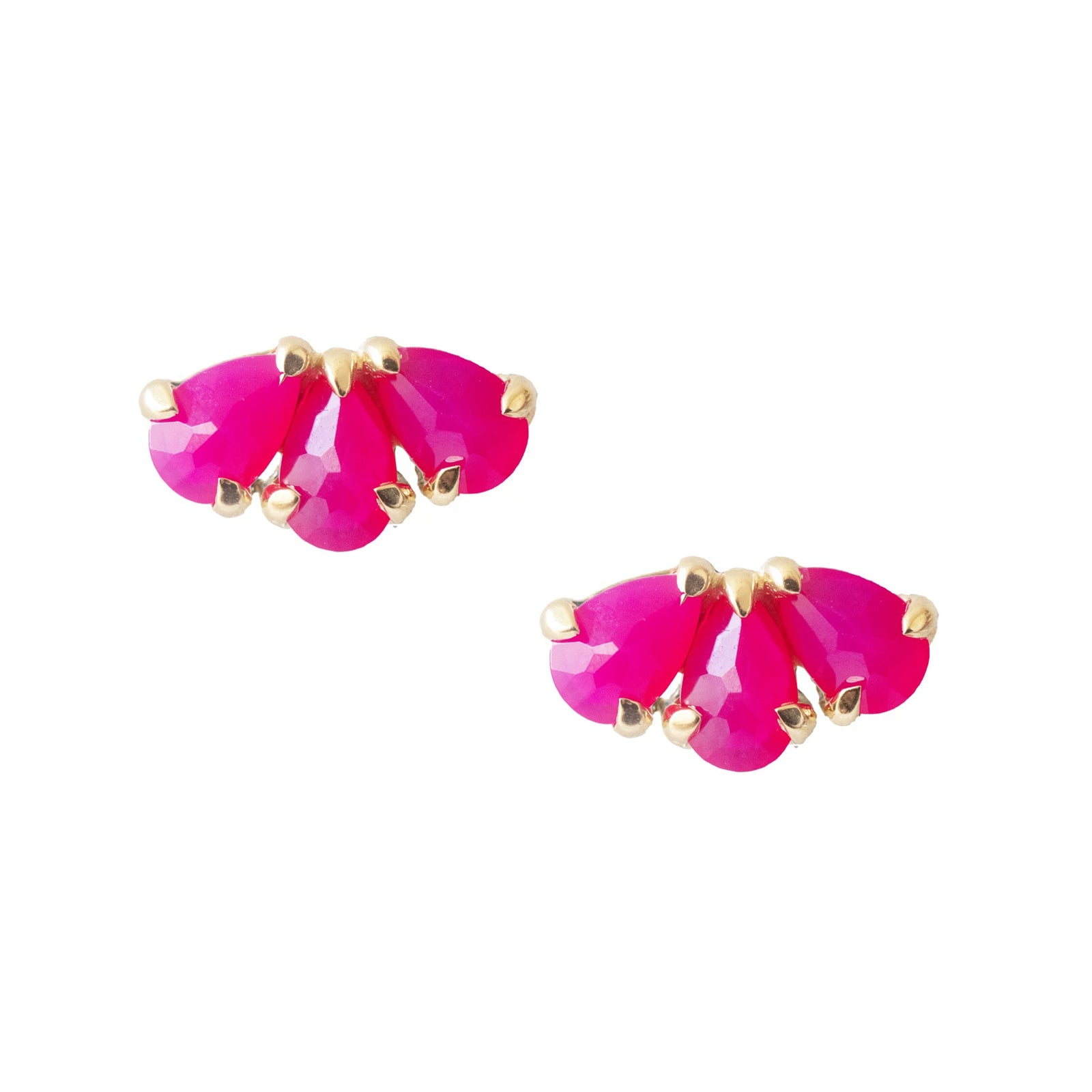 DAINTY HARMONY FAN STUDS - HOT PINK CHALCEDONY - SO PRETTY CARA COTTER
