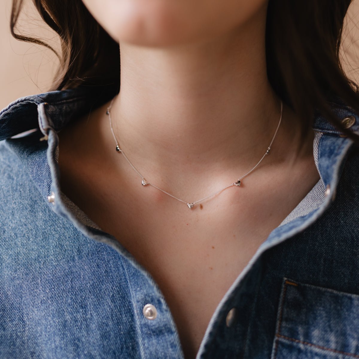 DAINTY POISE HEART NECKLACE - SILVER - SO PRETTY CARA COTTER