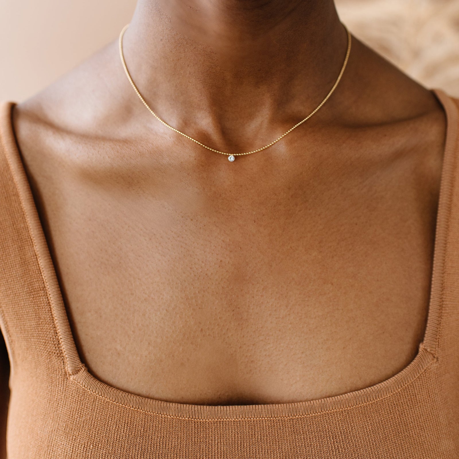 DAINTY RADIANT SOLITAIRE NECKLACE - CUBIC ZIRCONIA & GOLD - SO PRETTY CARA COTTER