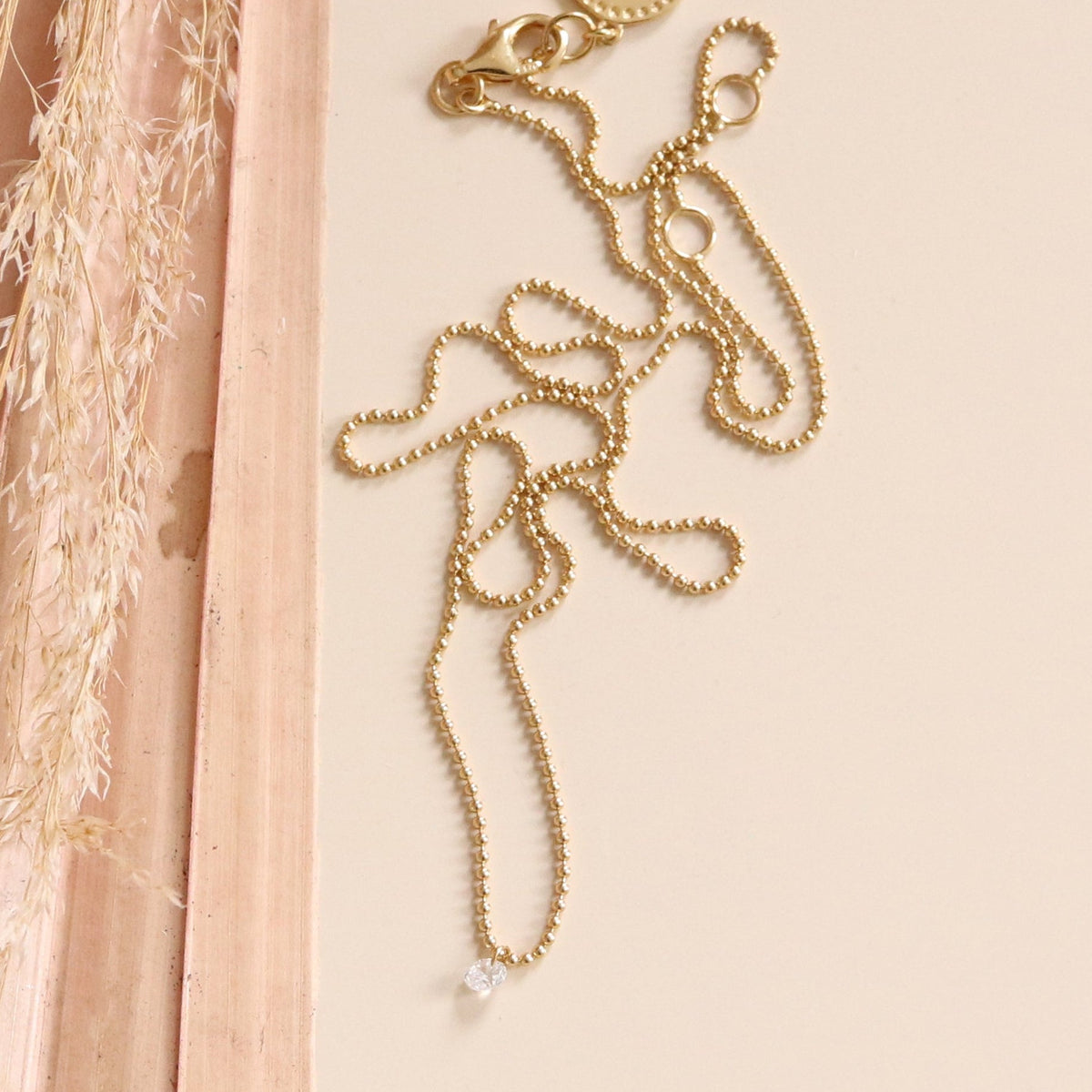 DAINTY RADIANT SOLITAIRE NECKLACE - CUBIC ZIRCONIA & GOLD - SO PRETTY CARA COTTER