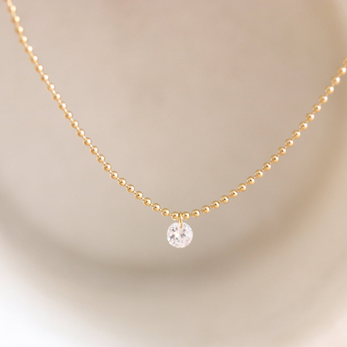 DAINTY RADIANT SOLITAIRE NECKLACE - CUBIC ZIRCONIA & GOLD - SO PRETTY CARA COTTER