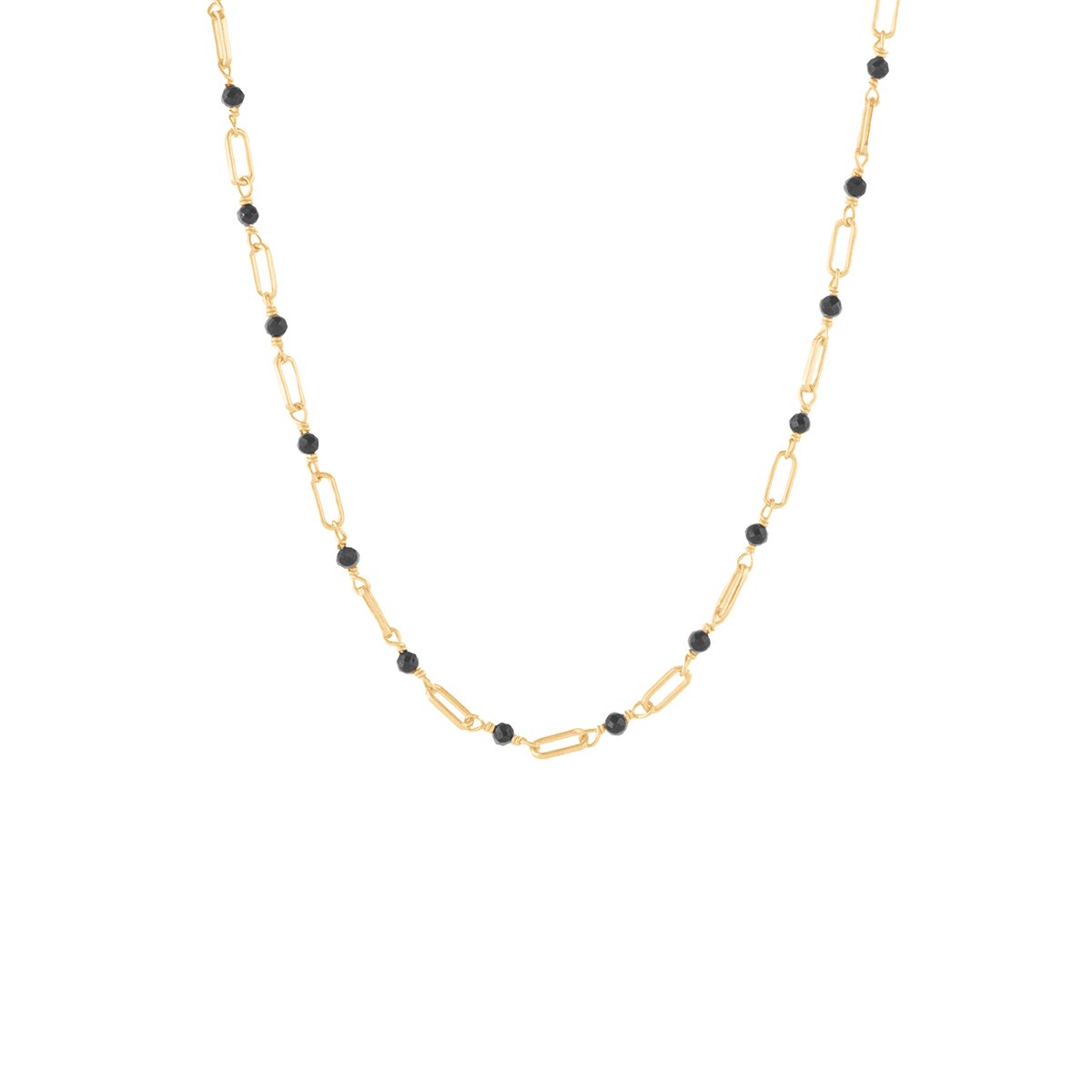 DAY 2: ICONIC PAPERCLIP BEADED NECKLACE - BLACK ONYX &amp; GOLD - SO PRETTY CARA COTTER