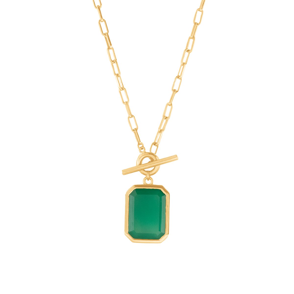 DAY 3: LOVE VINTAGE SOLITAIRE TOGGLE NECKLACE - GREEN ONYX &amp; GOLD - SO PRETTY CARA COTTER