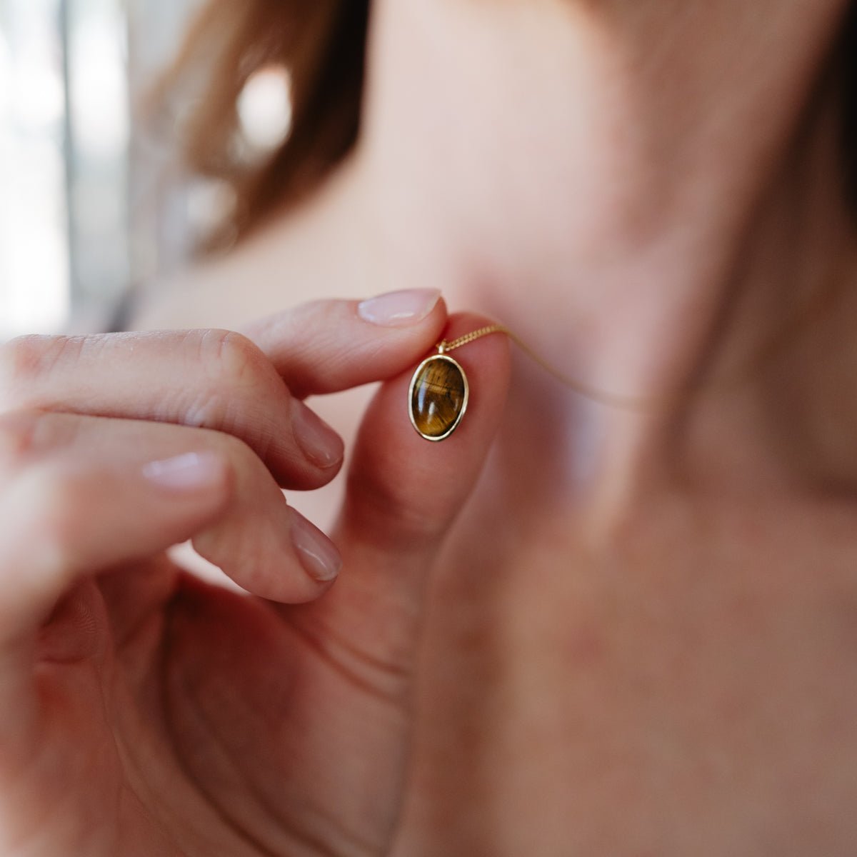 DAY 4: PROTECT PENDANT NECKLACE - TIGER&#39;S EYE &amp; GOLD - SO PRETTY CARA COTTER