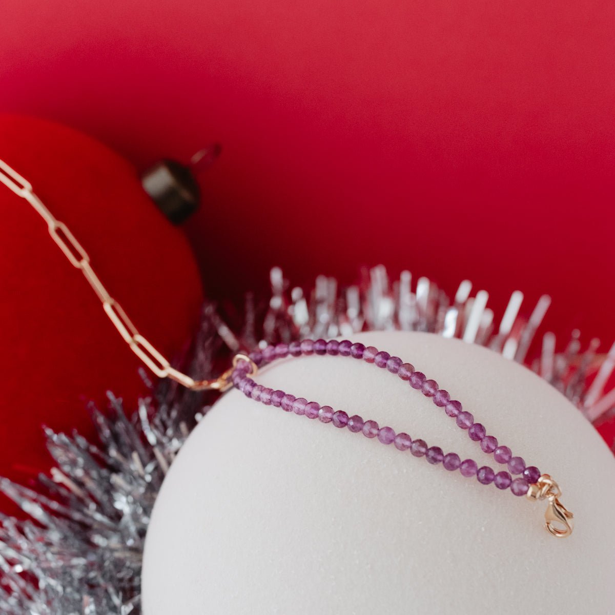 DAY 5: POISE BEADED LINK BRACELET - AMETHYST &amp; GOLD - SO PRETTY CARA COTTER