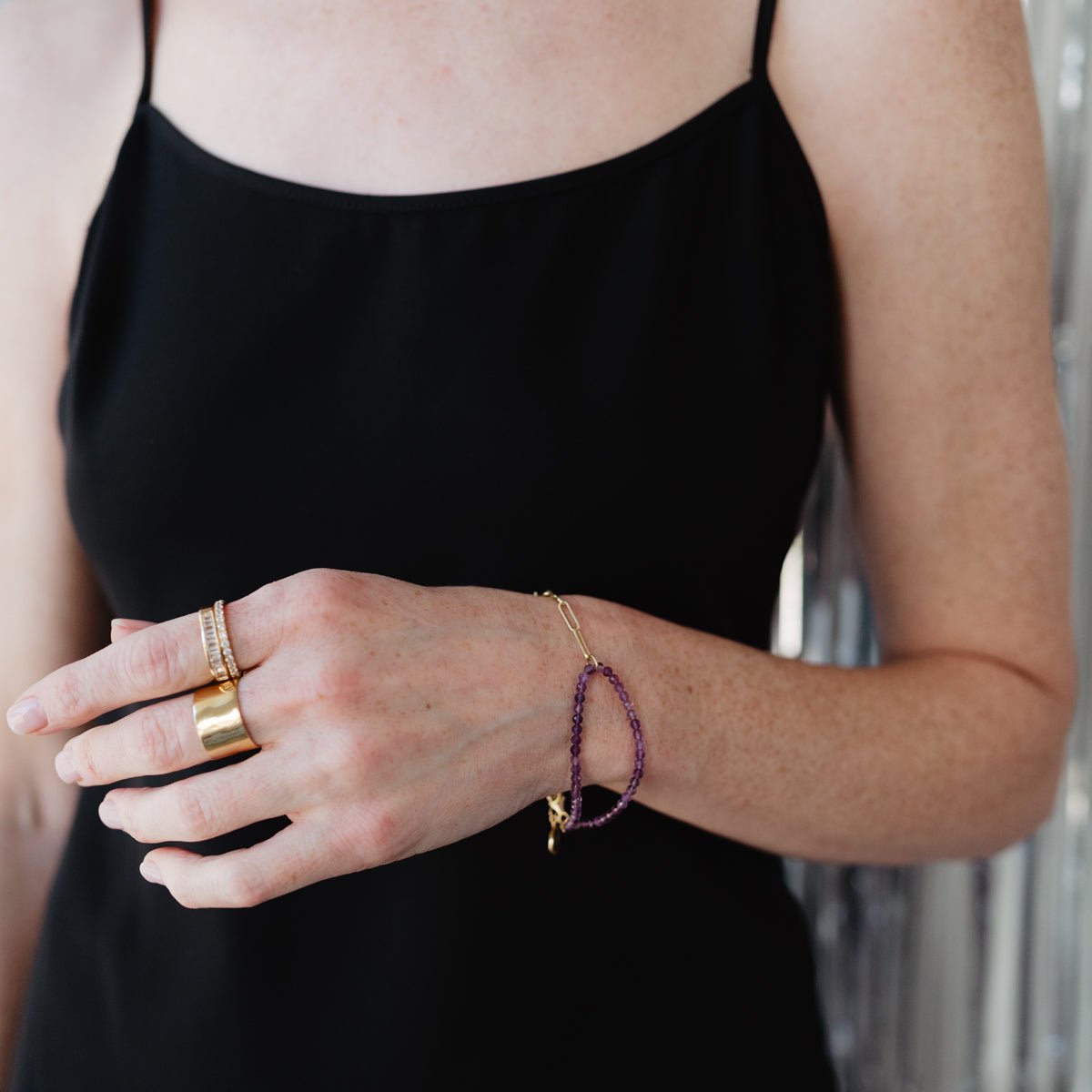 DAY 5: POISE BEADED LINK BRACELET - AMETHYST &amp; GOLD - SO PRETTY CARA COTTER