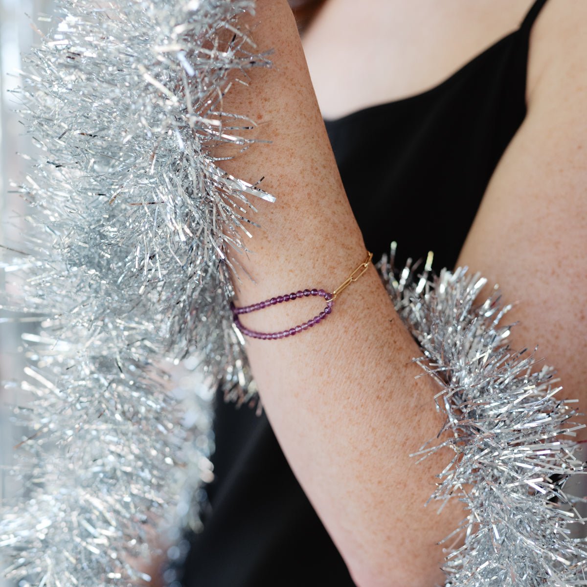 DAY 5: POISE BEADED LINK BRACELET - AMETHYST &amp; GOLD - SO PRETTY CARA COTTER