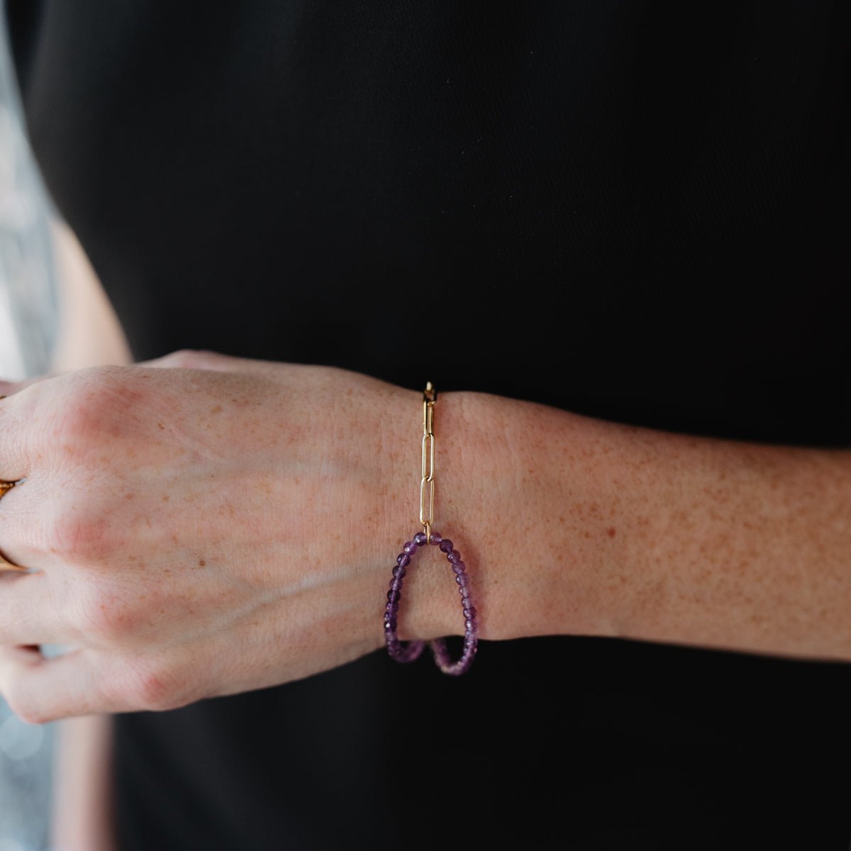 DAY 5: POISE BEADED LINK BRACELET - AMETHYST &amp; GOLD - SO PRETTY CARA COTTER