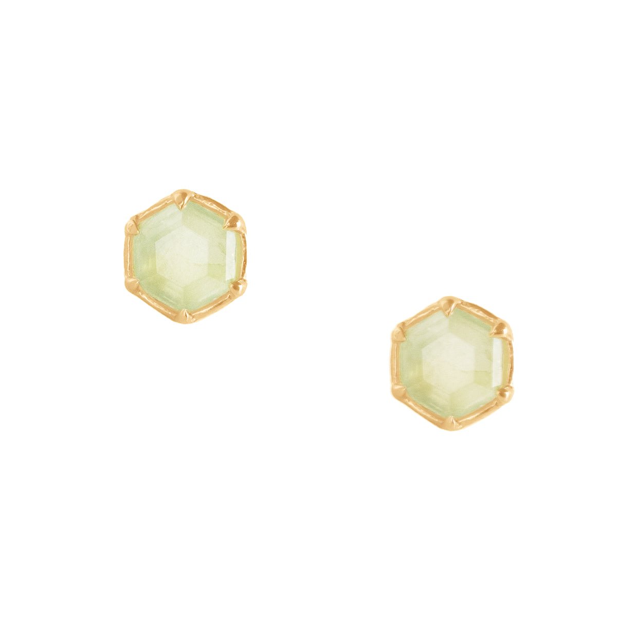 DAY 6: MINI GRACE HEXAGON STUD EARRINGS - PREHNITE &amp; GOLD - SO PRETTY CARA COTTER