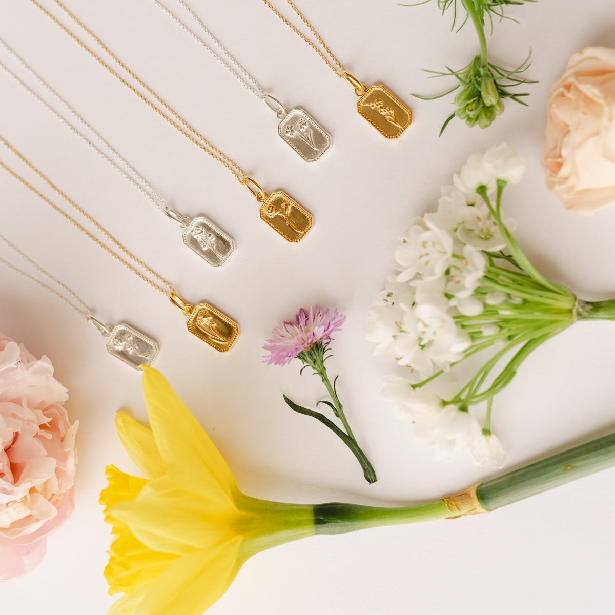 FRAICHE INSPIRE JUNE BIRTH FLOWER NECKLACE - ROSE - SILVER - SO PRETTY CARA COTTER