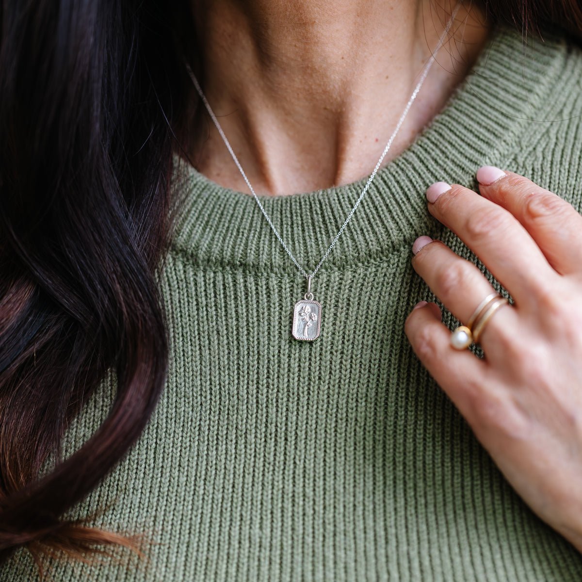 FRAICHE INSPIRE OCTOBER BIRTH FLOWER NECKLACE - COSMOS - SILVER - SO PRETTY CARA COTTER