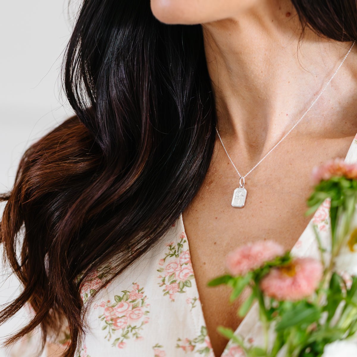 FRAICHE INSPIRE SEPTEMBER BIRTH FLOWER NECKLACE - ASTER - SILVER - SO PRETTY CARA COTTER