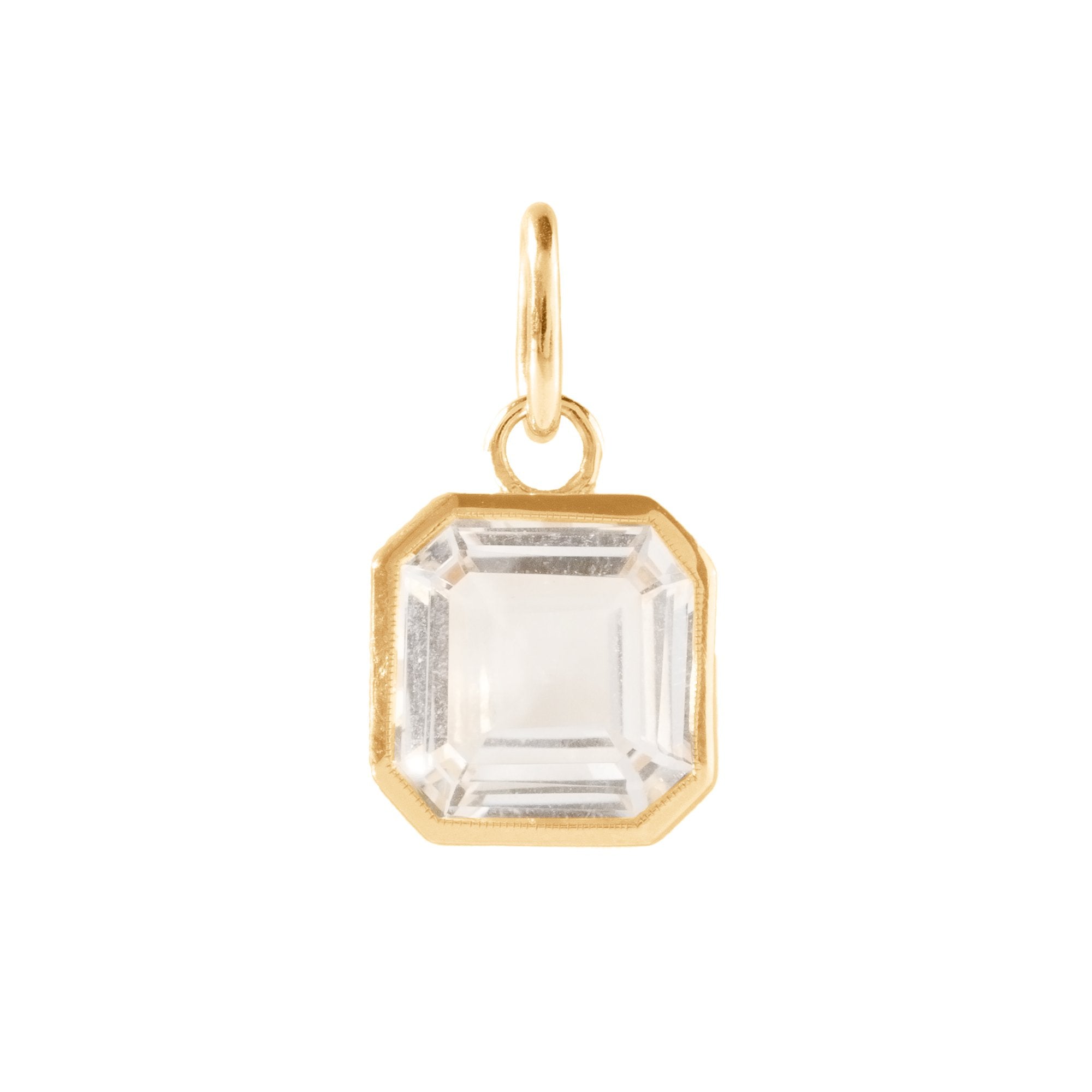 FRAICHE VINTAGE MARJORIE ASSCHER CUT CHARM - WHITE TOPAZ & GOLD - SO PRETTY CARA COTTER