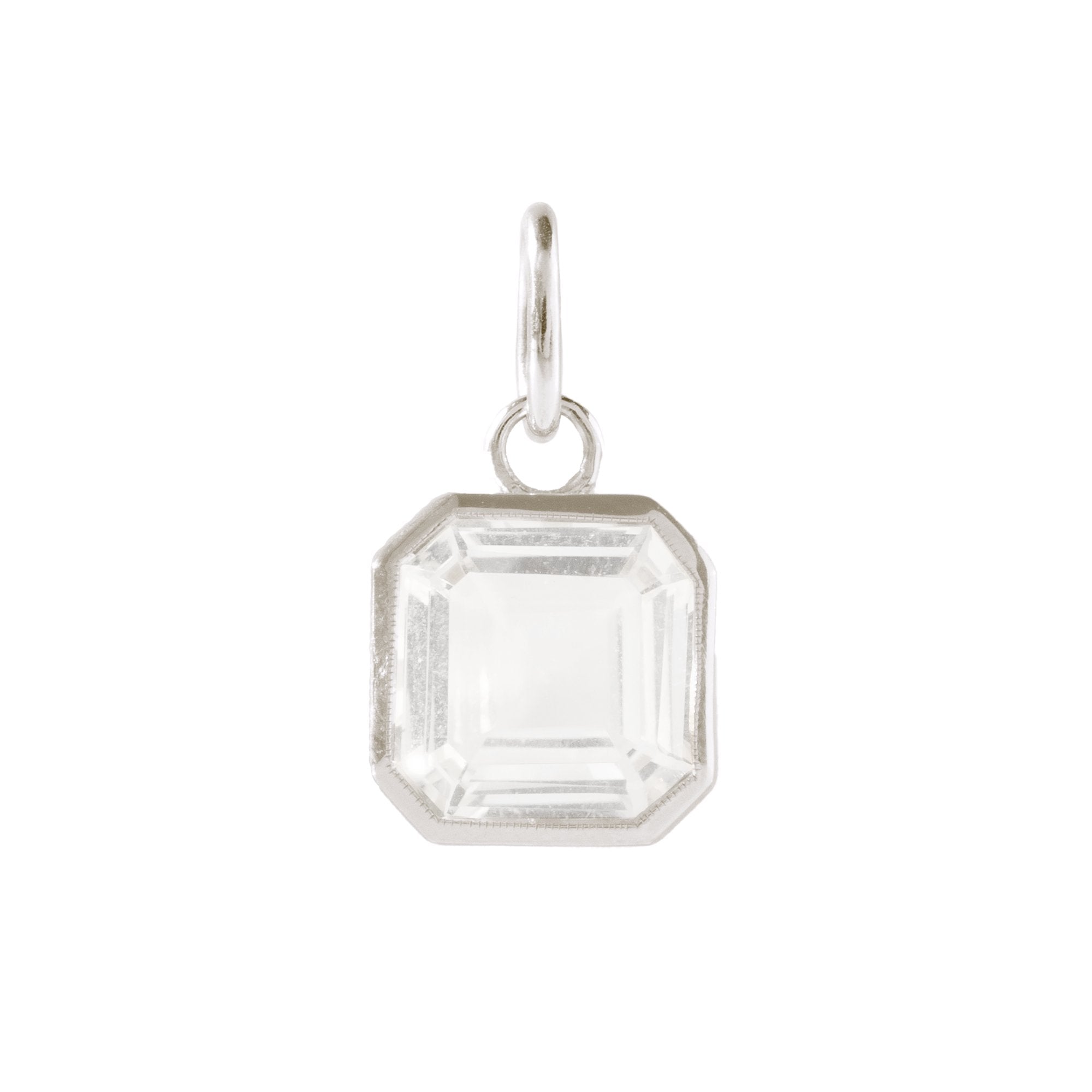 FRAICHE VINTAGE MARJORIE ASSCHER CUT CHARM - WHITE TOPAZ & SILVER - SO PRETTY CARA COTTER