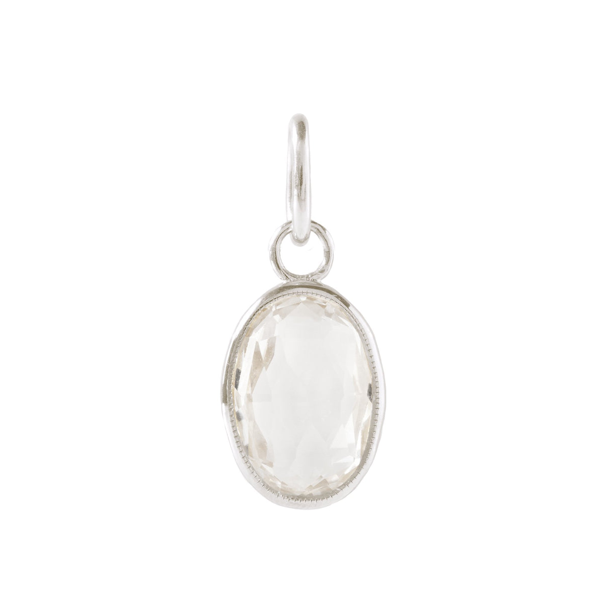 FRAICHE VINTAGE MARTHA OVAL CHARM - WHITE TOPAZ &amp; SILVER - SO PRETTY CARA COTTER