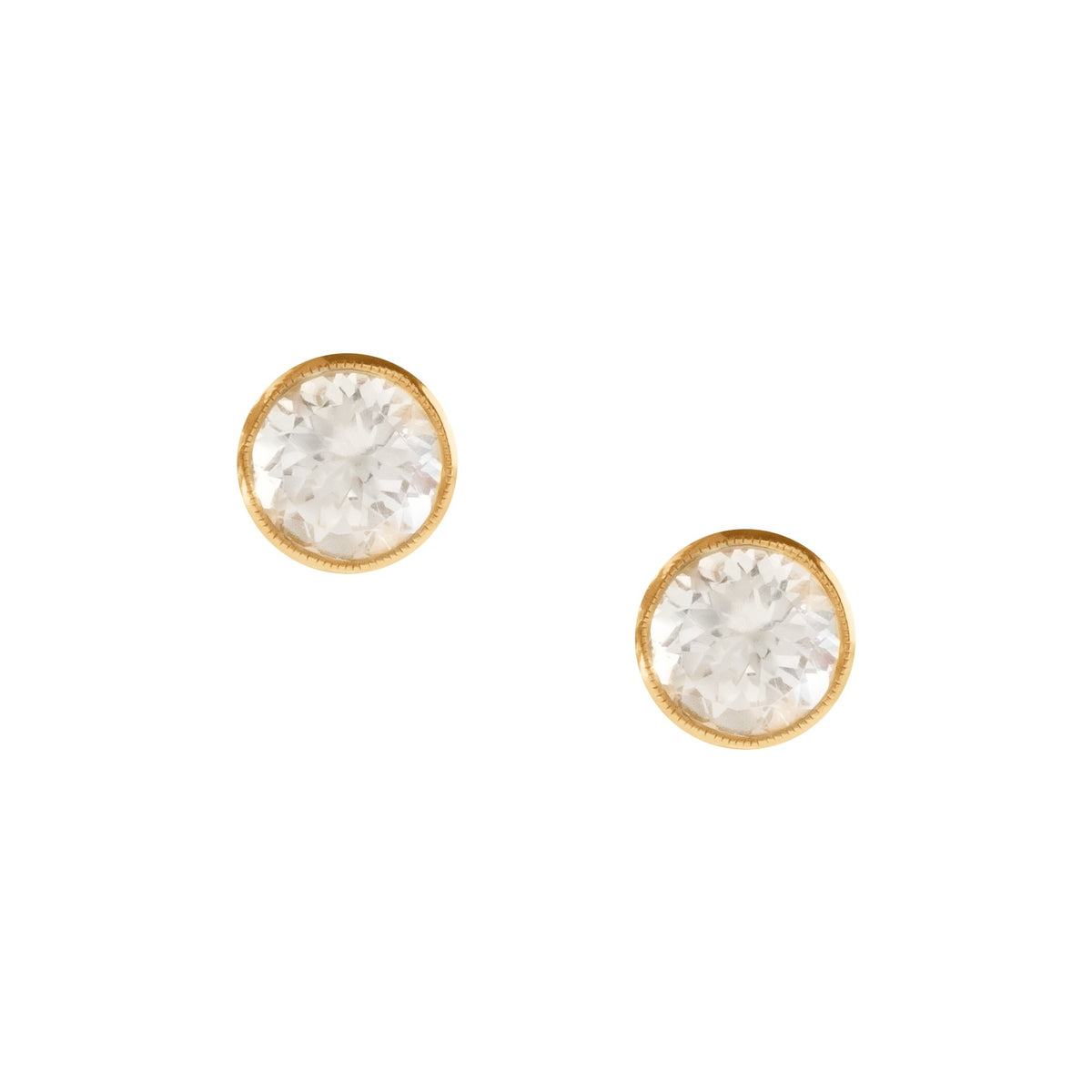 FRAICHE VINTAGE MARY ROUND STUDS - WHITE TOPAZ &amp; GOLD - SO PRETTY CARA COTTER