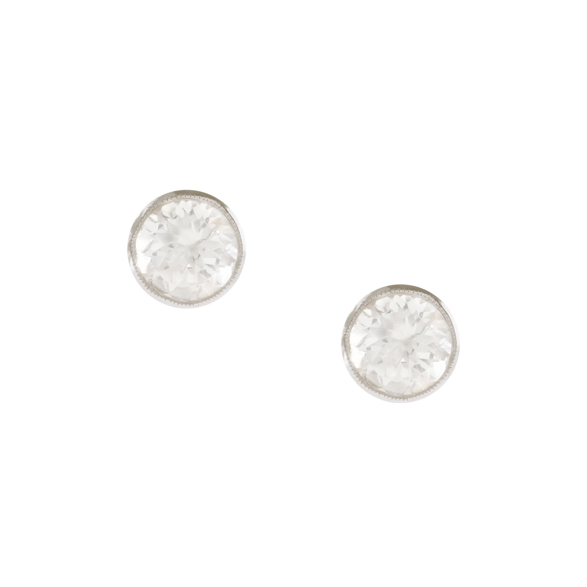 FRAICHE VINTAGE MARY ROUND STUDS - WHITE TOPAZ &amp; SILVER - SO PRETTY CARA COTTER