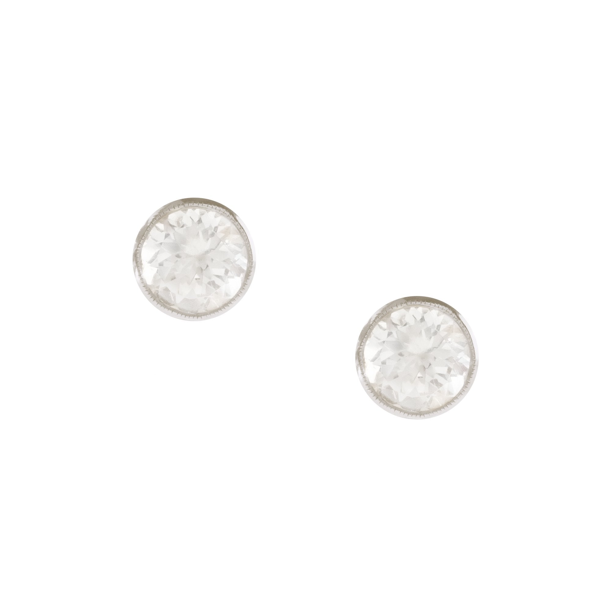 FRAICHE VINTAGE MARY ROUND STUDS - WHITE TOPAZ & SILVER - SO PRETTY CARA COTTER