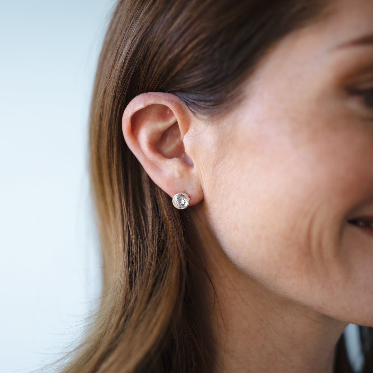 FRAICHE VINTAGE MARY ROUND STUDS - WHITE TOPAZ &amp; SILVER - SO PRETTY CARA COTTER