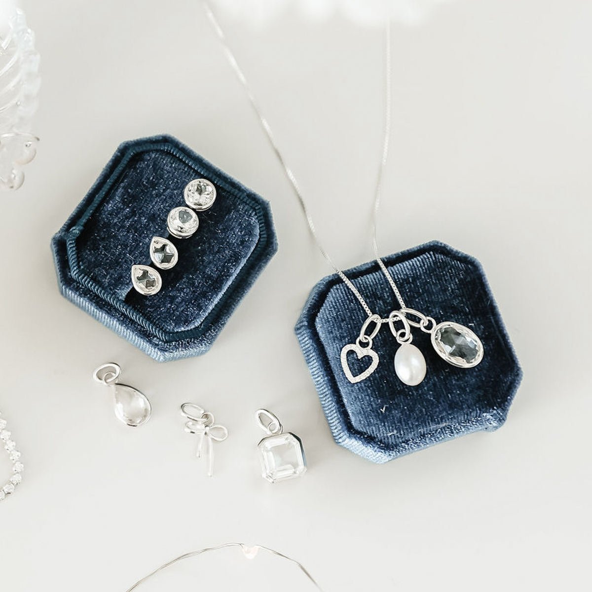 FRAICHE VINTAGE MARY ROUND STUDS - WHITE TOPAZ &amp; SILVER - SO PRETTY CARA COTTER