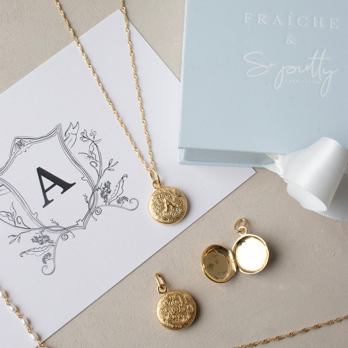 Fraiche Vintage Monogram Locket - A - SO PRETTY CARA COTTER