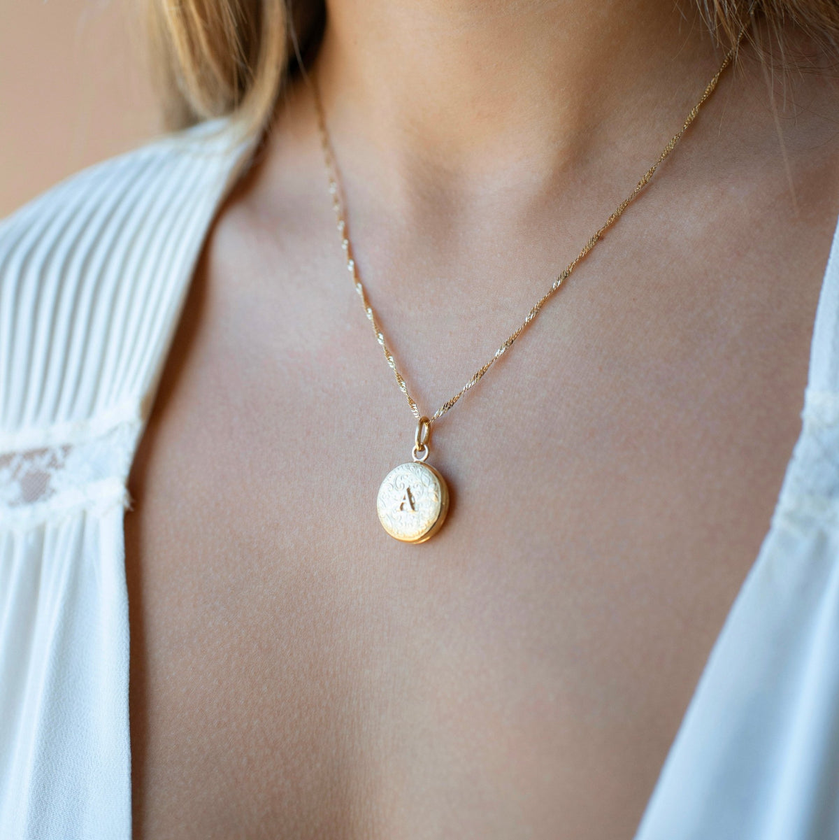 Fraiche Vintage Monogram Locket - A - SO PRETTY CARA COTTER