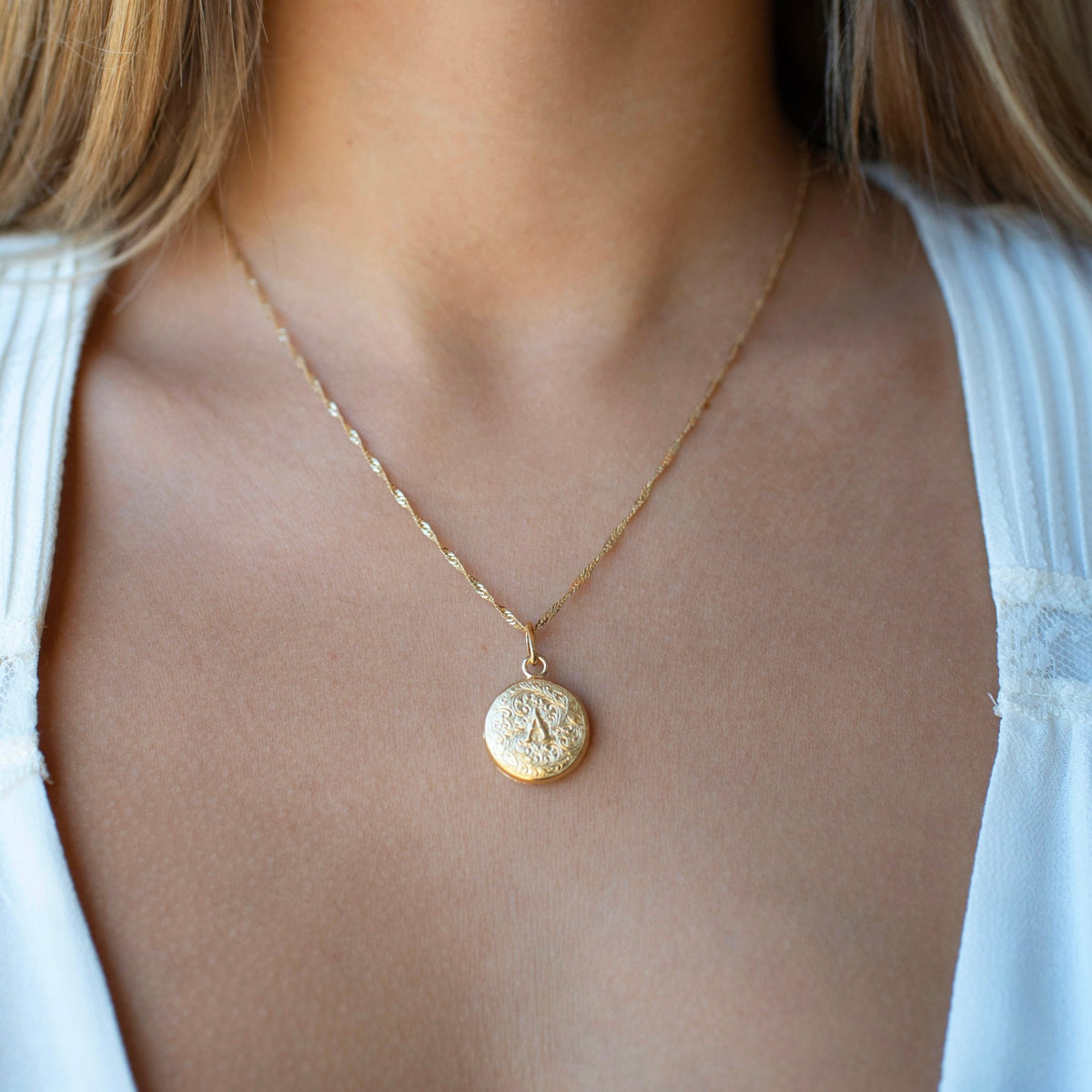 Fraiche Vintage Monogram Locket - A - SO PRETTY CARA COTTER